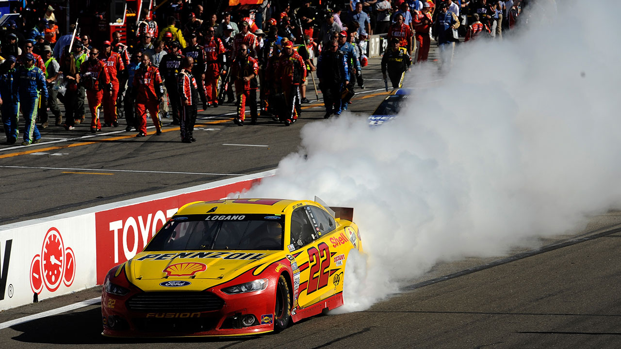 Joey Logano has had plenty of practice doing burnouts