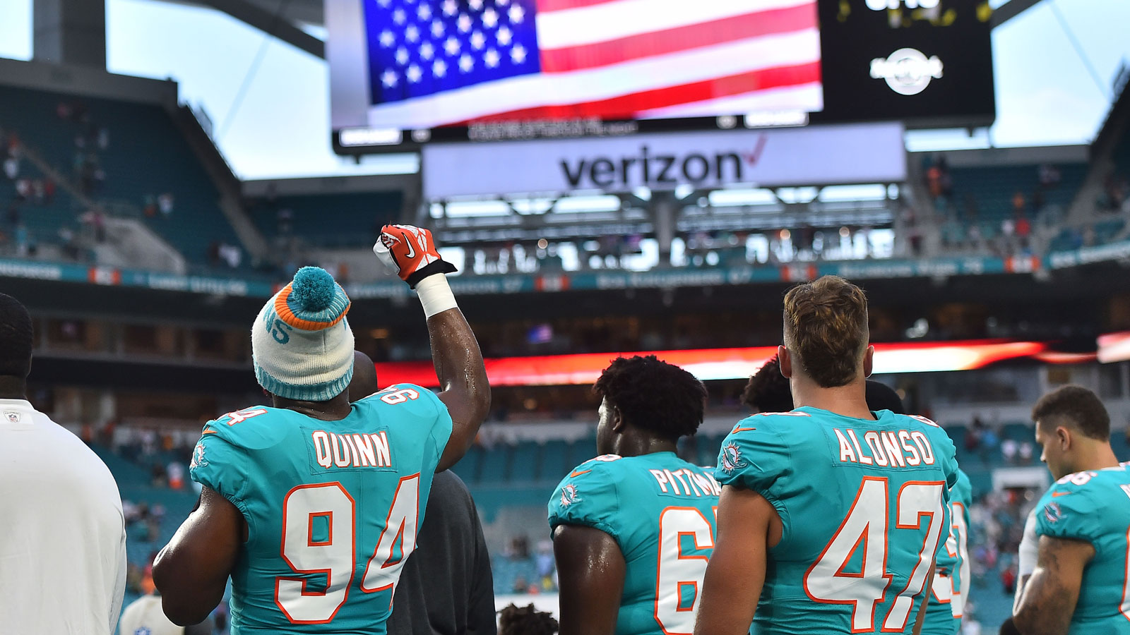 Dolphins' Stills, Quinn and Wilson protest during national anthem