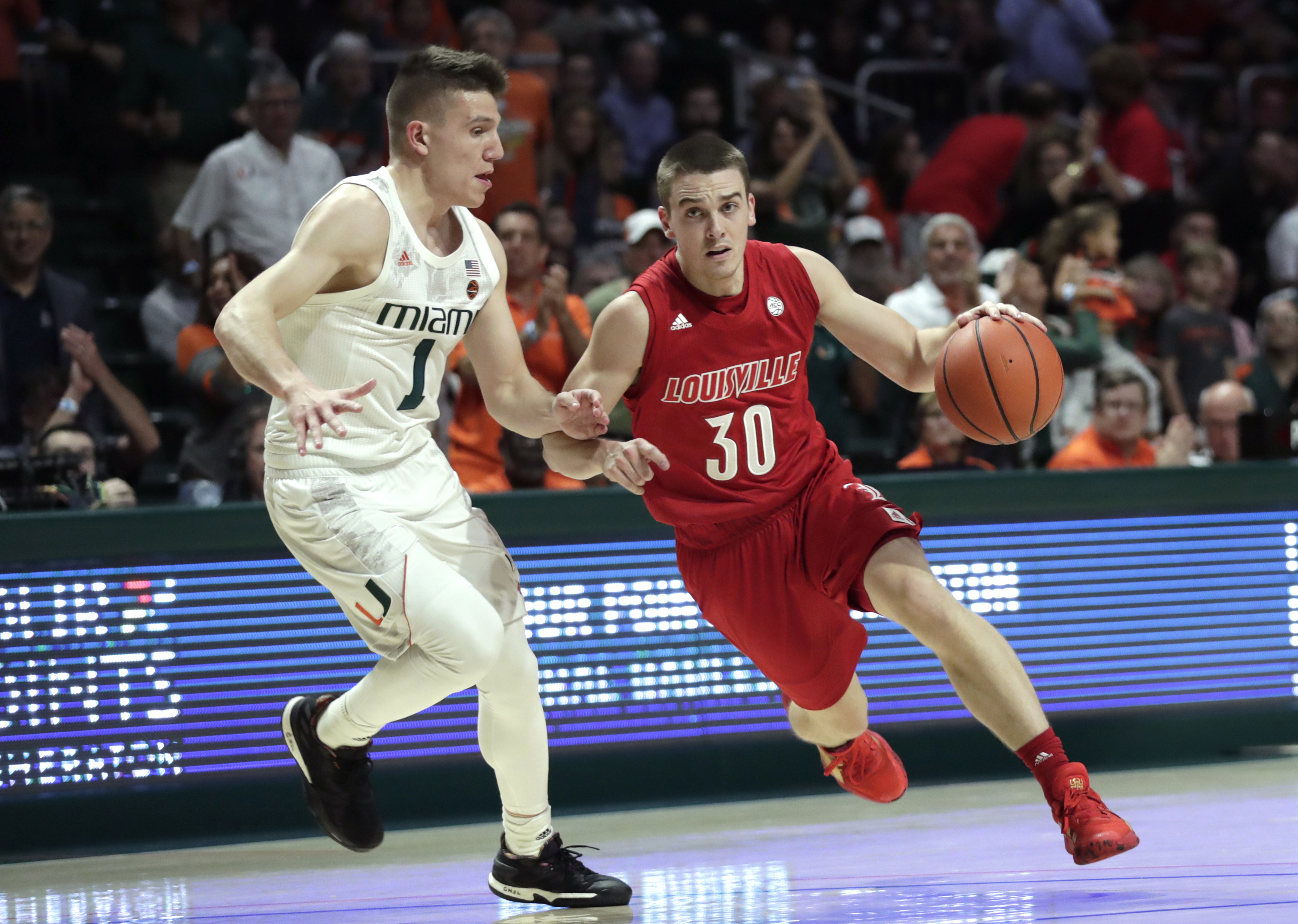 Nwora scores 23 to lead No. 5 Louisville past Miami 87-74