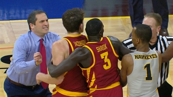WATCH: Scuffle breaks out between Iowa State and Iowa during rivalry basketball game