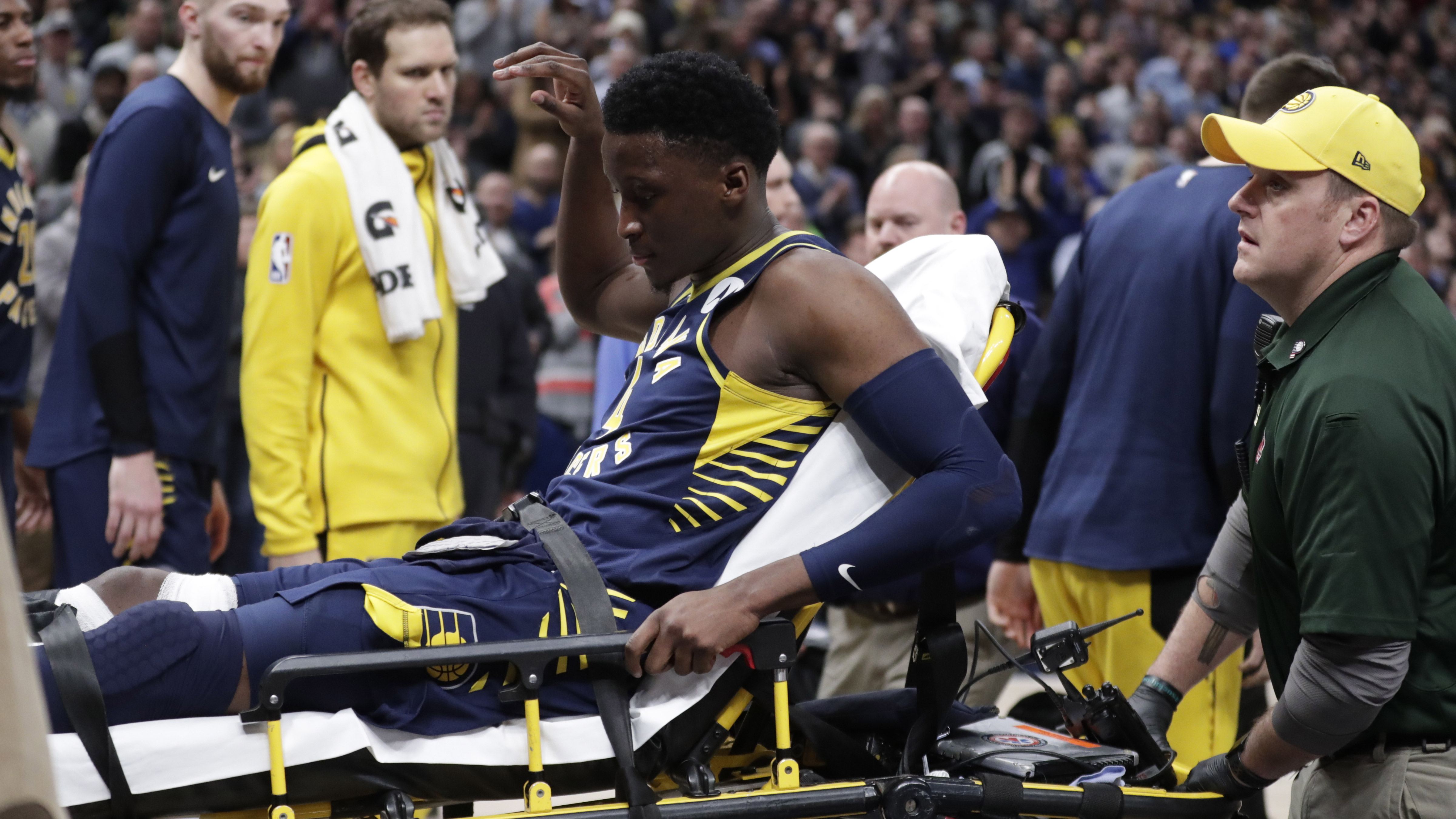 Oladipo stretchered off after suffering 'serious' knee injury