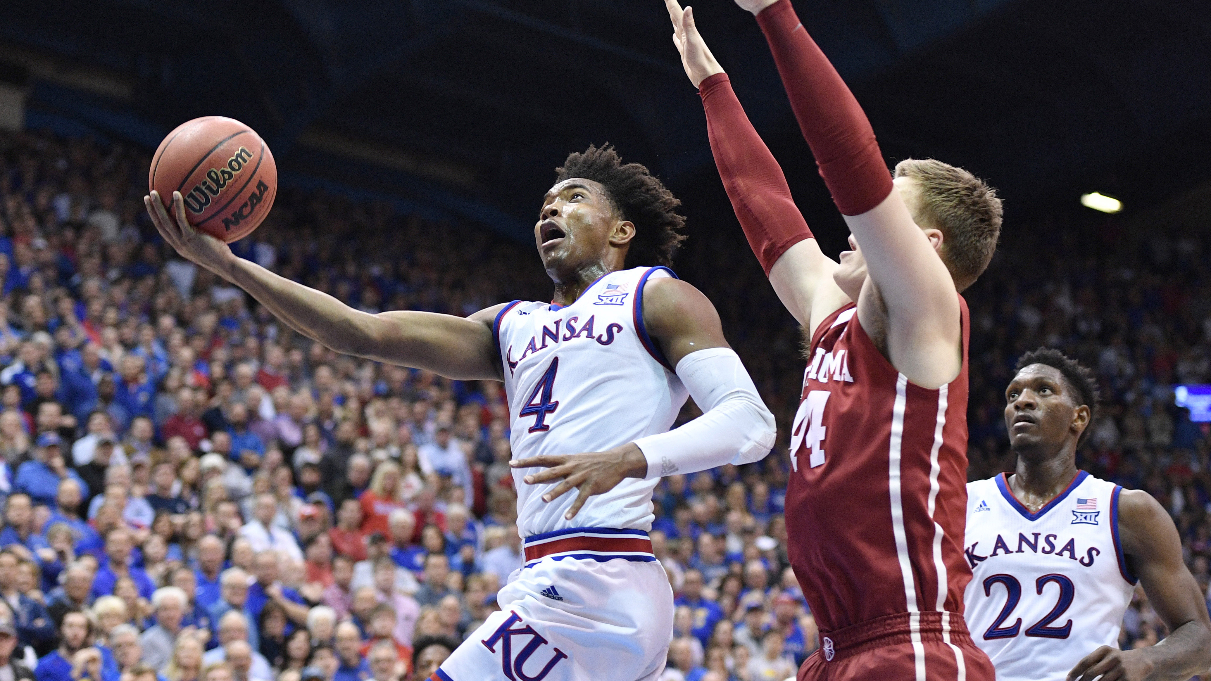 Six Jayhawks score in double figures in 104-74 rout of Oklahoma