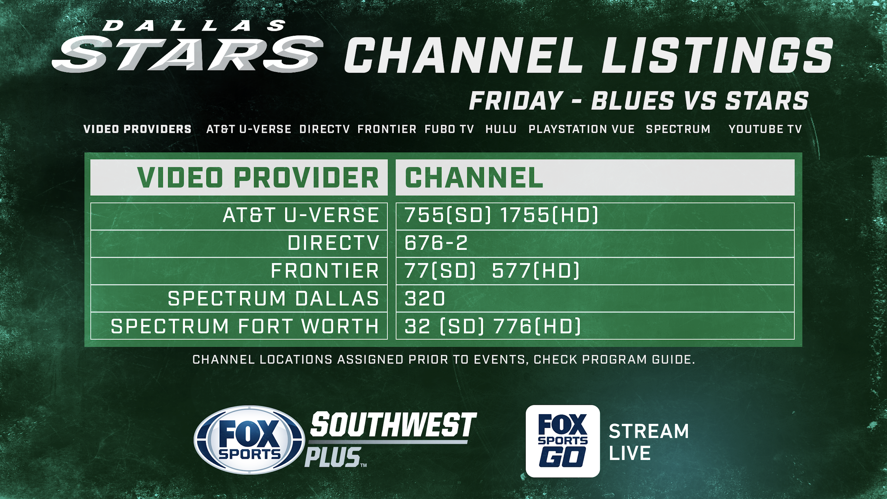 Dallas Stars vs St Louis Blues - Channel Listings For FOX Sports Southwest Plus