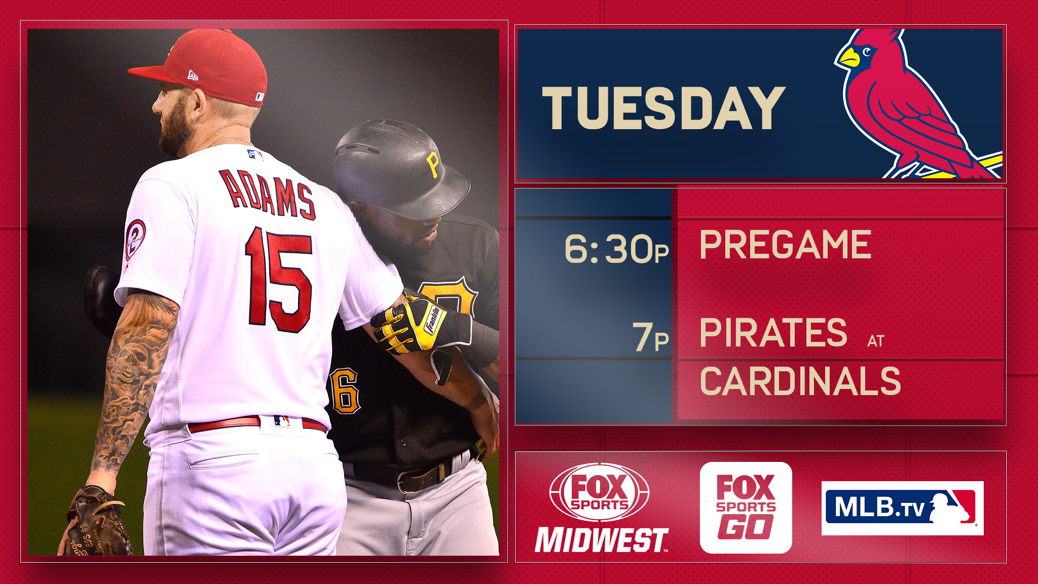 Cardinals hoping to gain more ground in playoff race Tuesday against Pirates