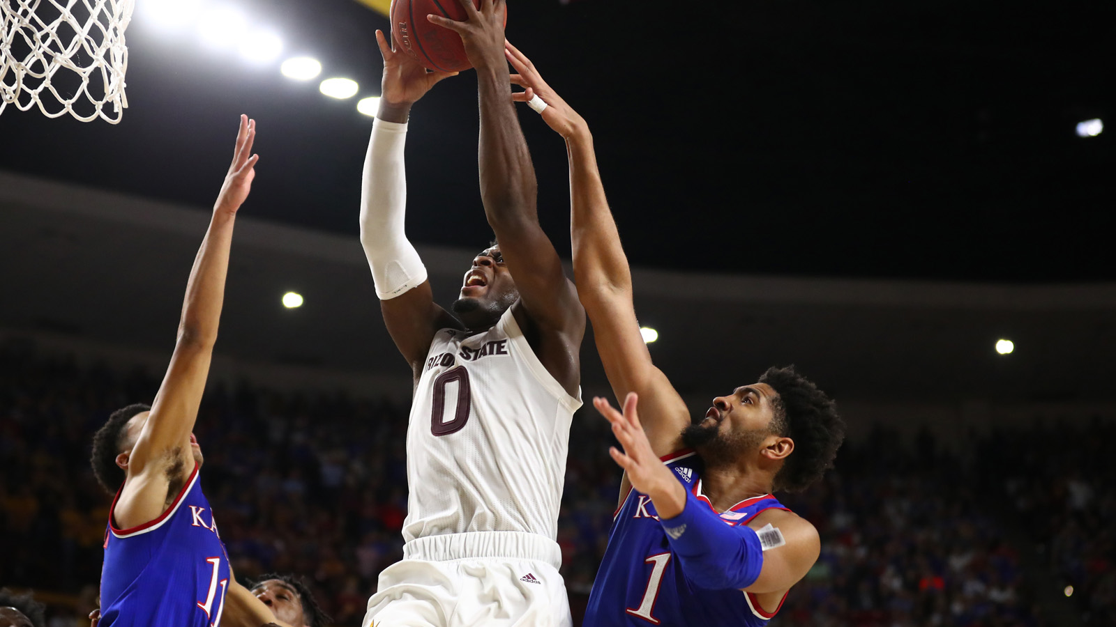 Kansas' undefeated run ends with 80-76 loss to Arizona State