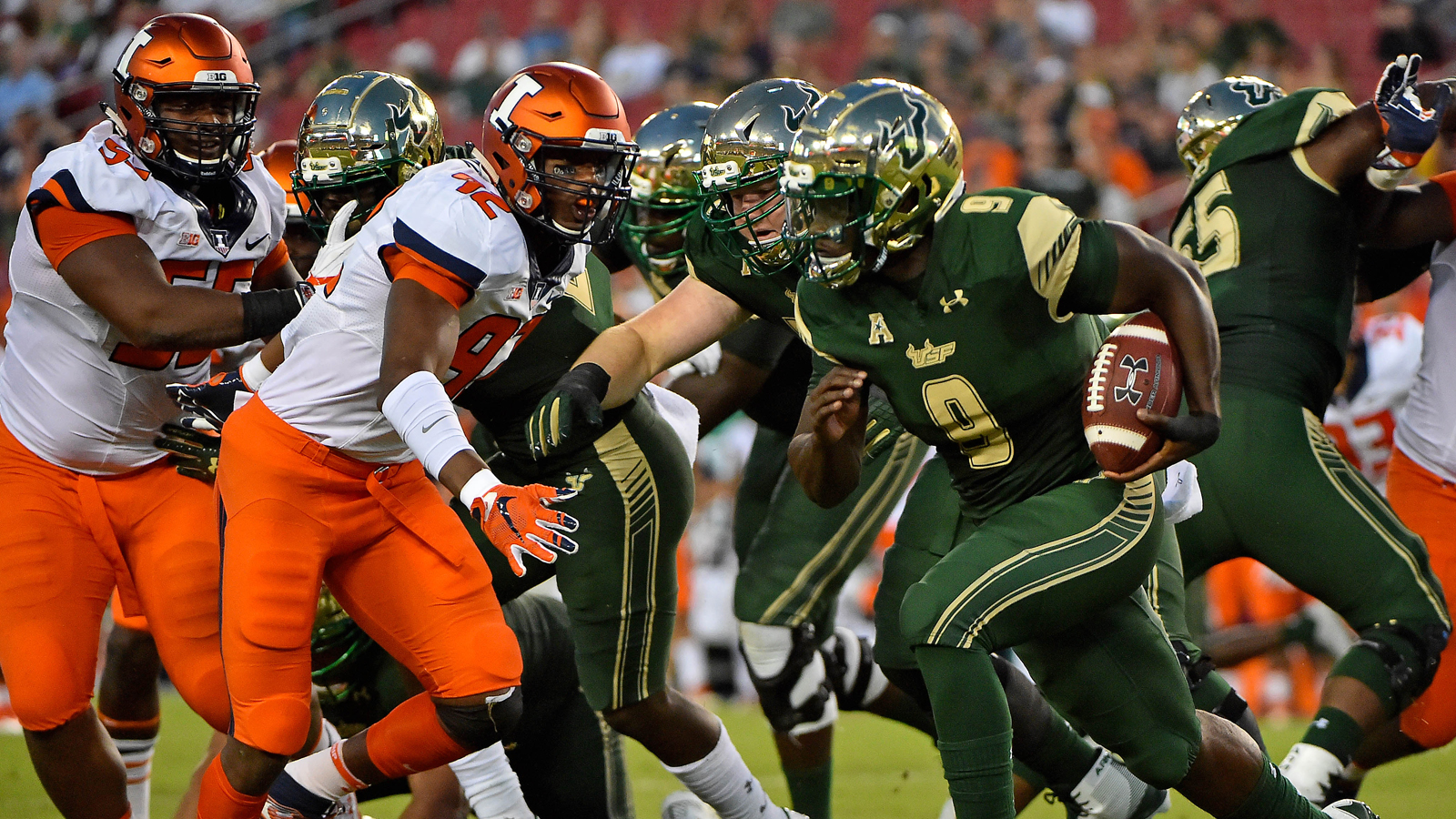 USF has 3 players top 100 rushing yards in dominating win over Illinois