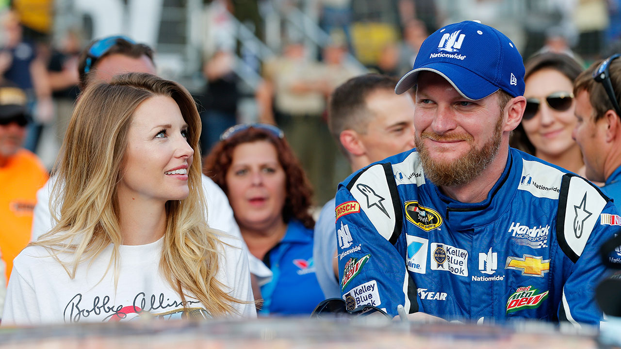 She said yes! Fans get engaged in front of Dale Earnhardt Jr. on pit road