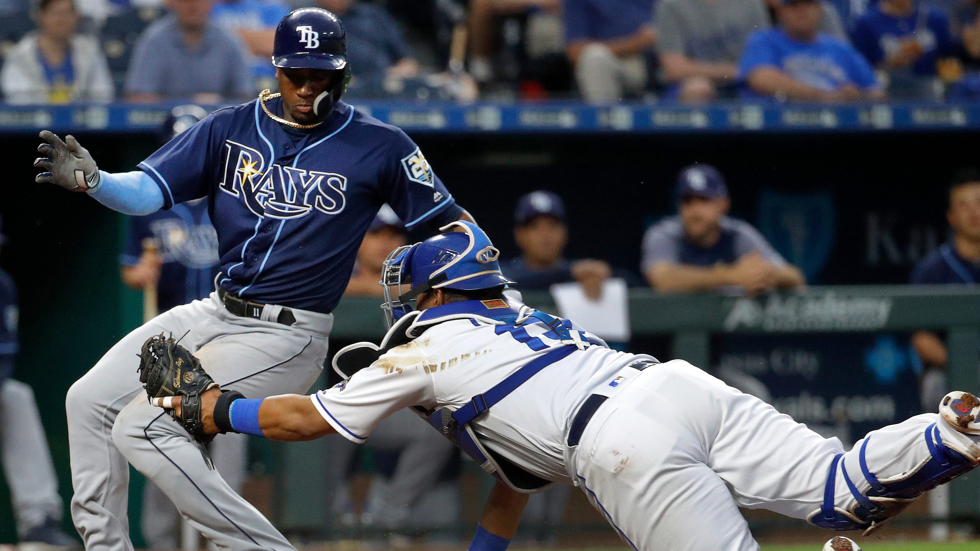 Royals lose 2-1 as Rays (literally and figuratively) sneak past