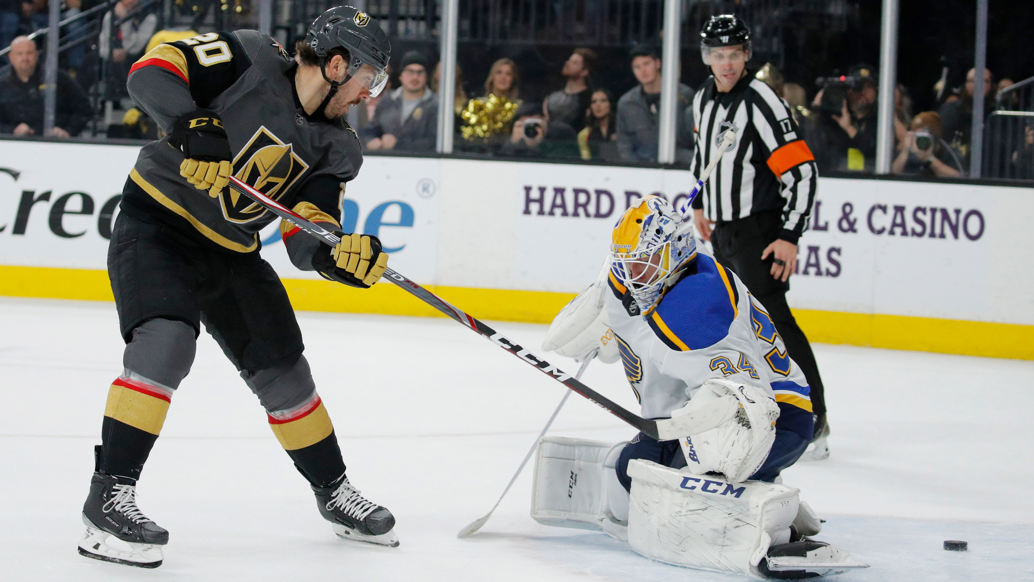 Blues' three-goal lead evaporates in 5-4 overtime loss to Golden Knights