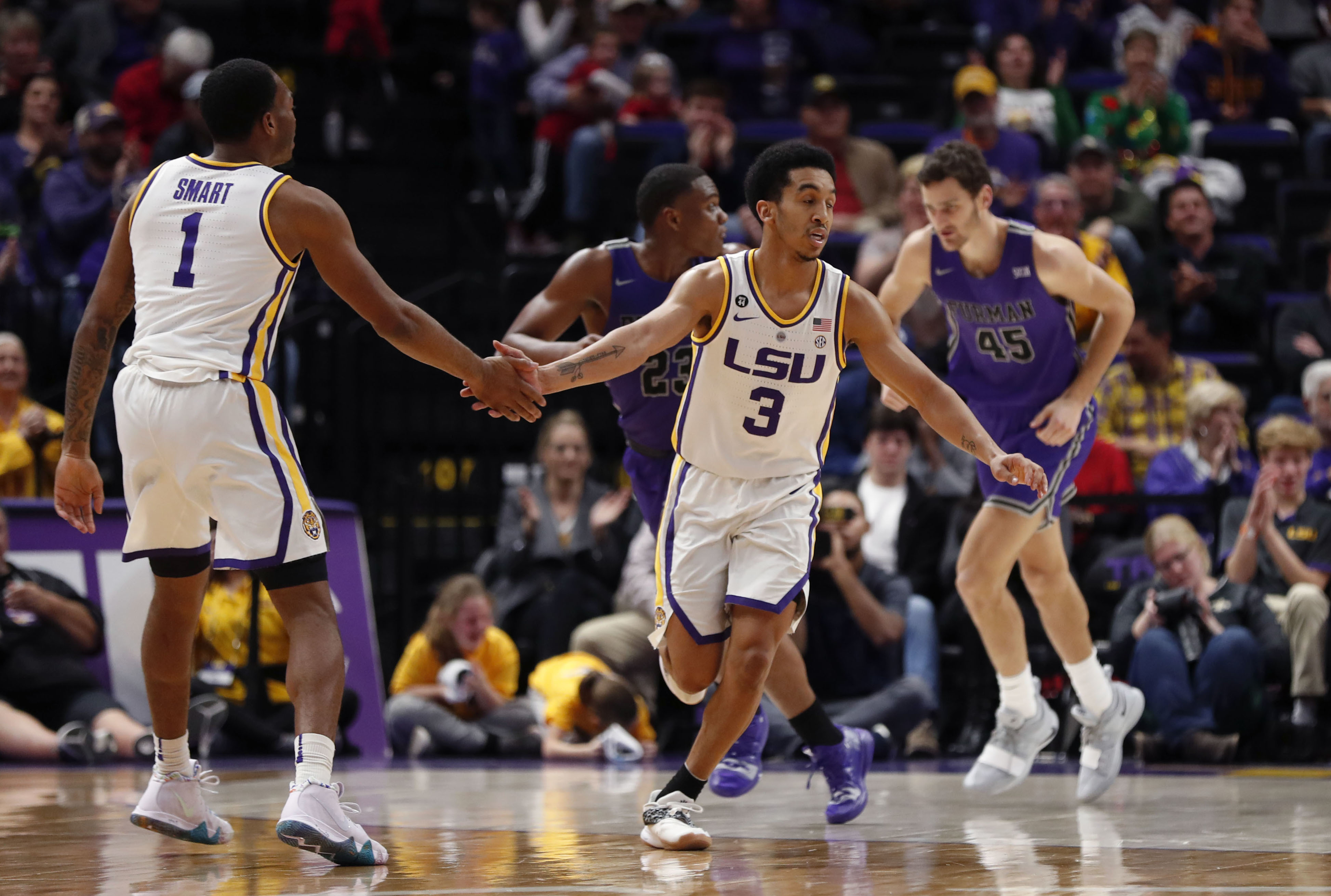 LSU hands No. 24 Furman its first loss, 75-57