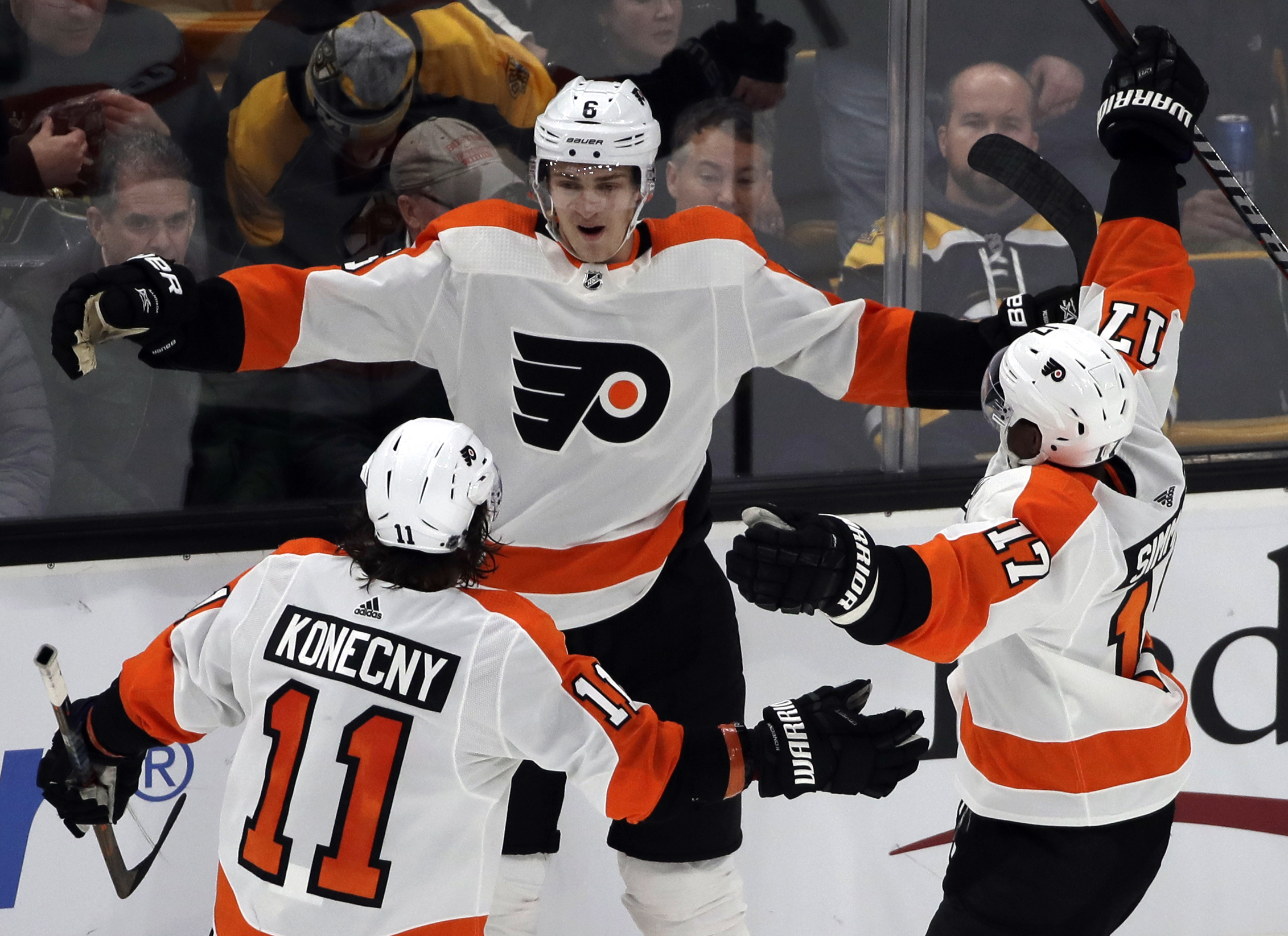 Sanheim scores in OT, Flyers top Bruins for 6th straight