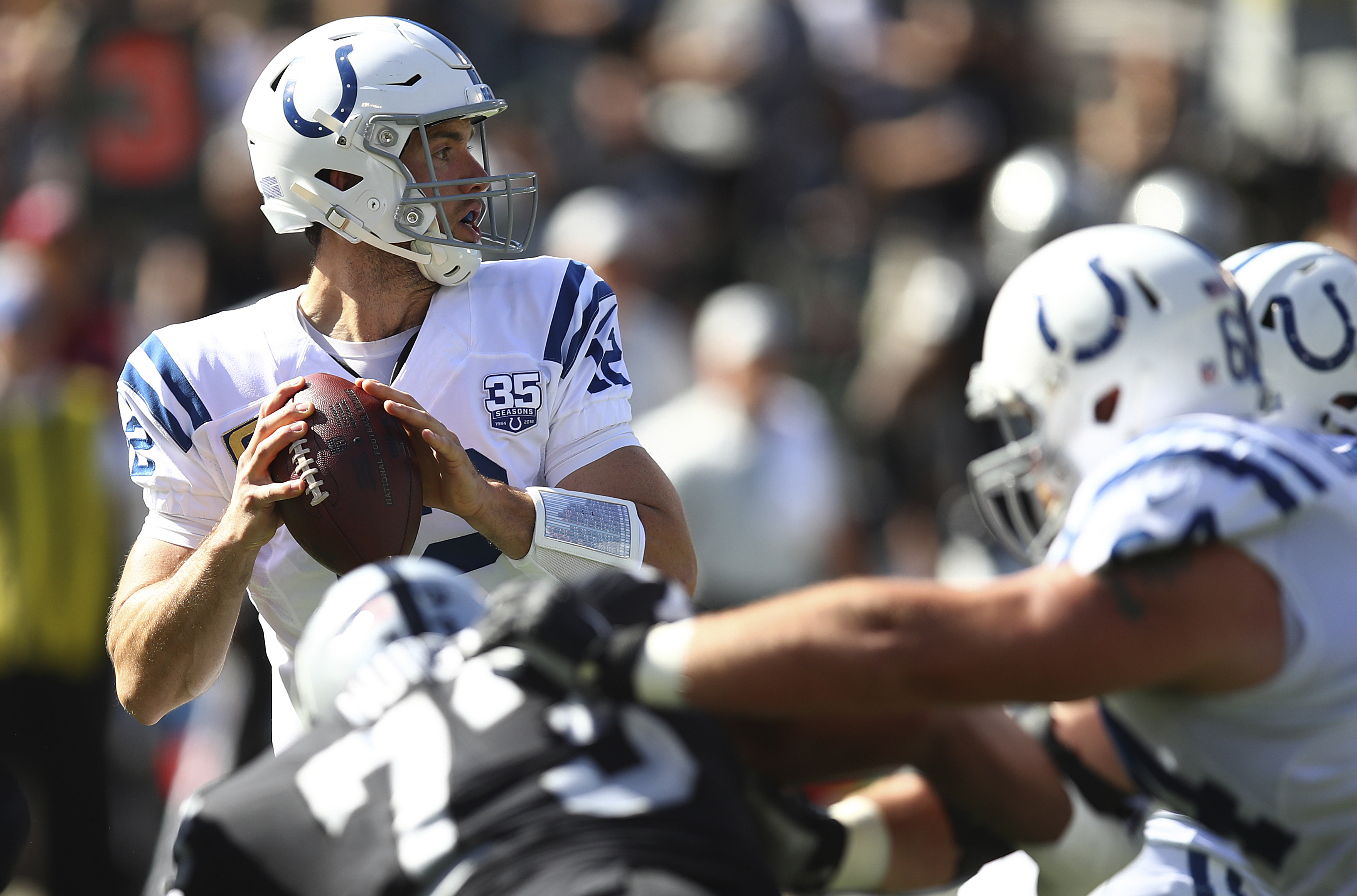 Luck’s 3 TD passes lead Colts past Raiders 42-28