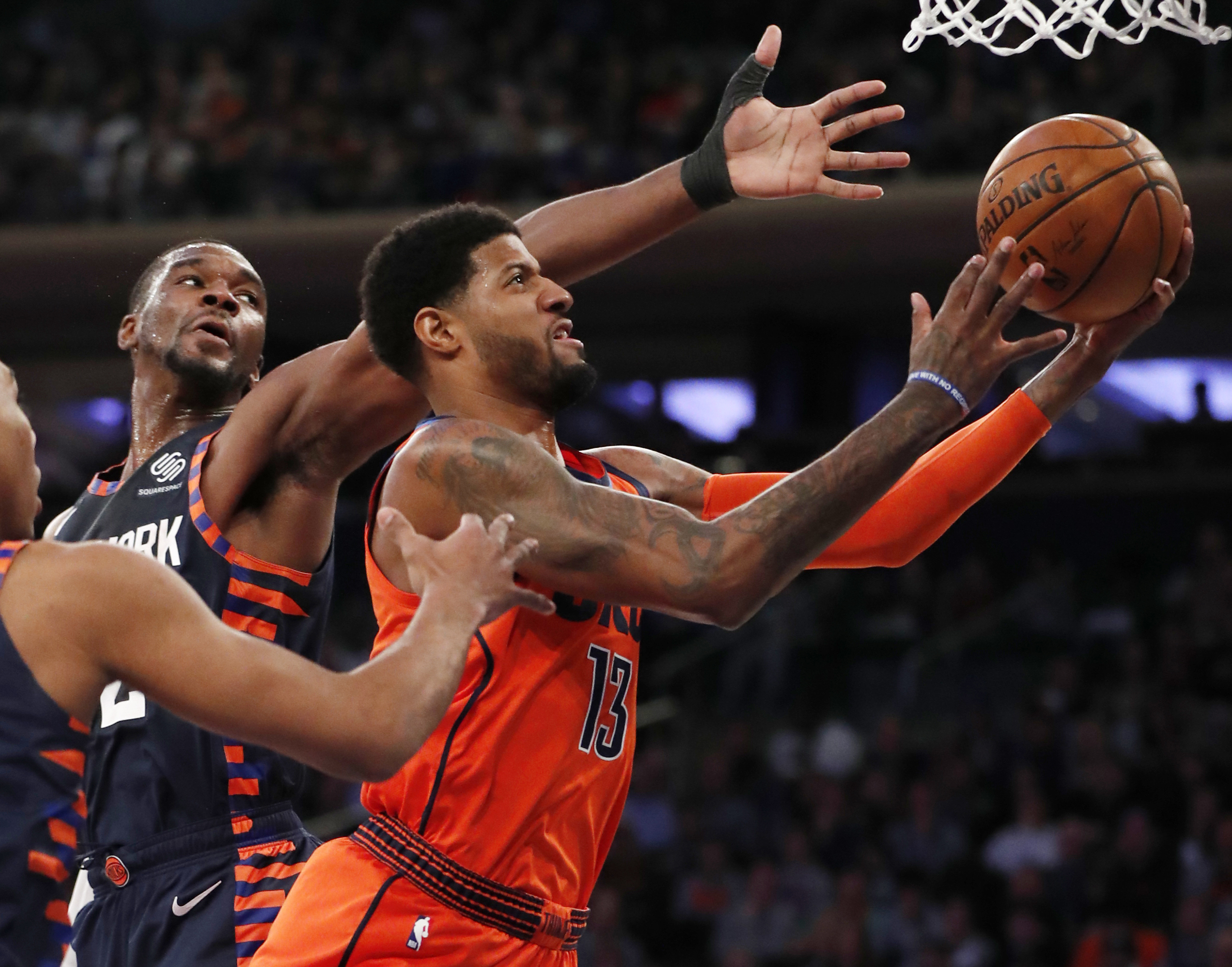 George, Westbrook lead Thunder over Knicks 127-109