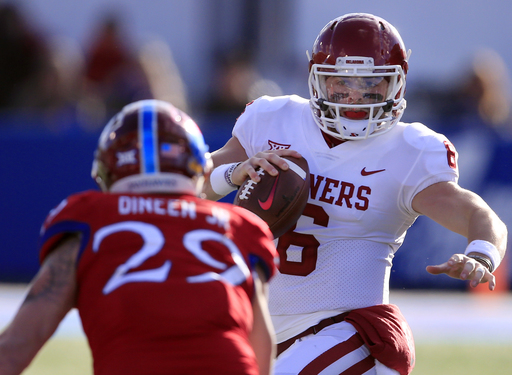 Mayfield snubbed as No. 3 Sooners roll 41-3 win over Kansas (Nov 18, 2017)