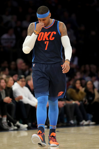 Knicks shut out Anthony in 2nd half, beat Thunder 111-96 (Dec 16, 2017)