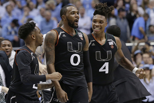 Newton’s heave helps Miami stun No. 9 North Carolina 91-88