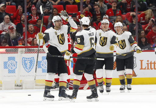 Golden Knights top Red Wings 4-0 as Eakin, Tuch score 2 each