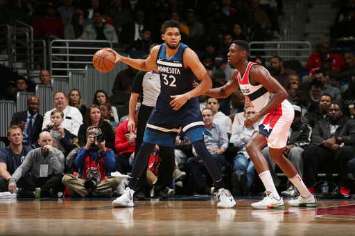 KAT hit in face, scores 37 to lead Wolves past Wiz 116-111