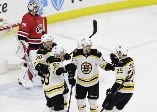 Pastrnak nets hat track, Bruins rally to stun Hurricanes 6-4