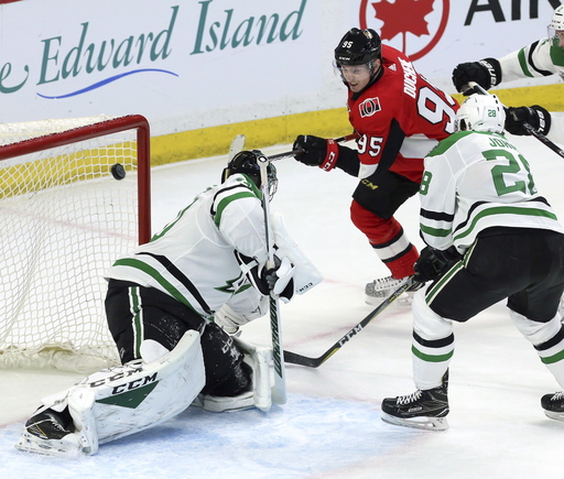 Hoffman scores in OT, Senators edge Stars 3-2 for 3rd in row