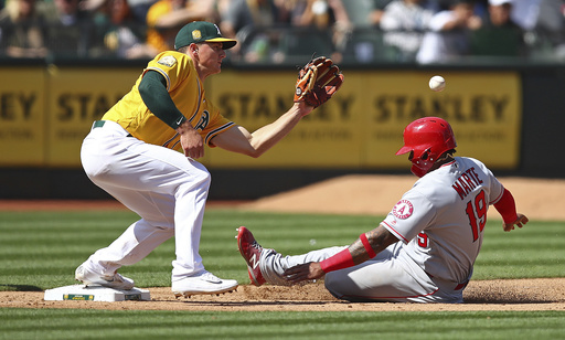 Trout, Cozart each drive in 2 as Angels top A’s, 8-3