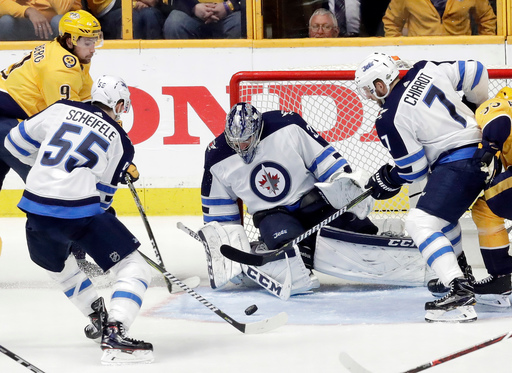 Hellebuyck smothers Preds as Jets grab 1-0 lead with 4-1 win