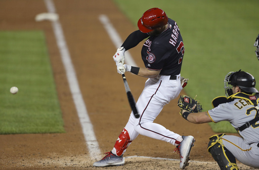 Moved to top of order, slumping Harper homers for Nationals