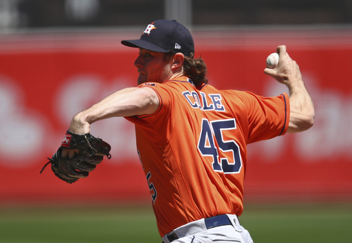 Cole wins again, pitches Astros to sweep in Oakland