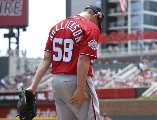 Nationals starter Hellickson exits in 1st with leg injury