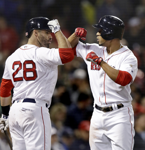 Martinez hits 20th, Wright pitches Red Sox past Tigers 6-0