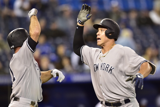 Judge, Stanton homer in 13th as Yankees beat Blue Jays 3-0