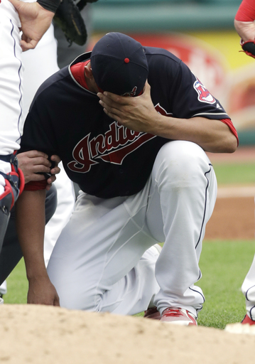 Indians’ Carrasco suffers only bruise on scary comebacker