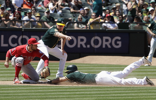 Manaea survives rough fifth inning, A’s beat Angels 6-4