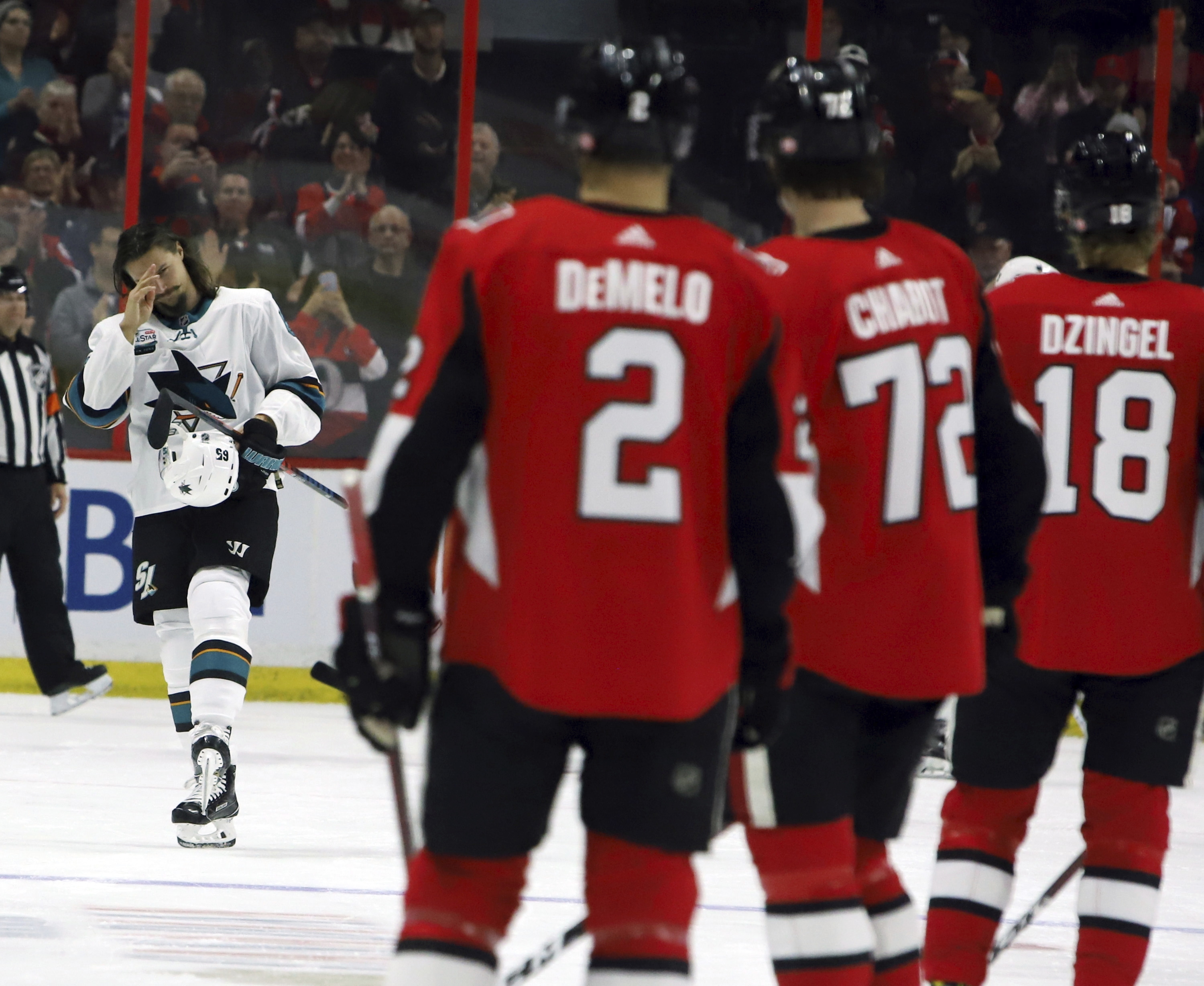 Senators beat Sharks 6-2 in Eric Karlsson’s return to Ottawa