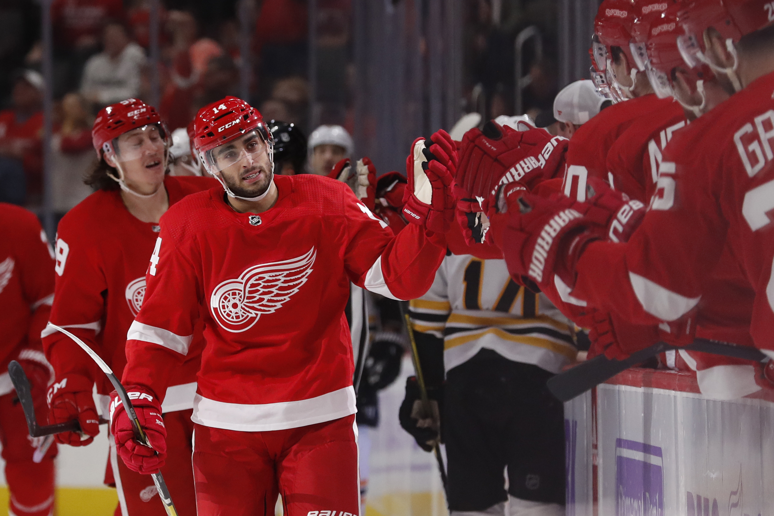 Fabbri scores twice in 1st game, Red Wings beat Bruins 4-2