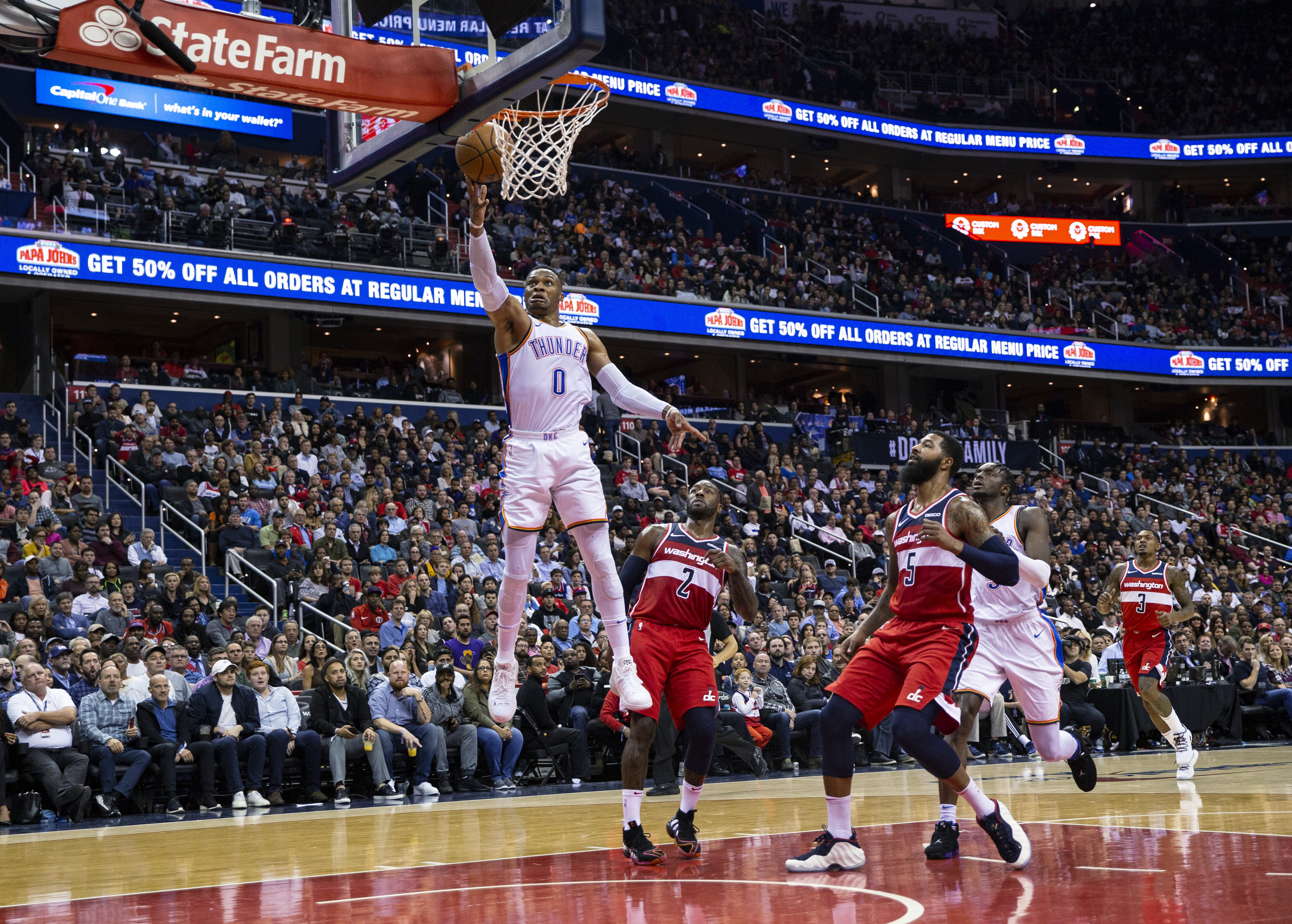 Westbrook’s 23 lead surging OKC past struggling Wiz 134-111