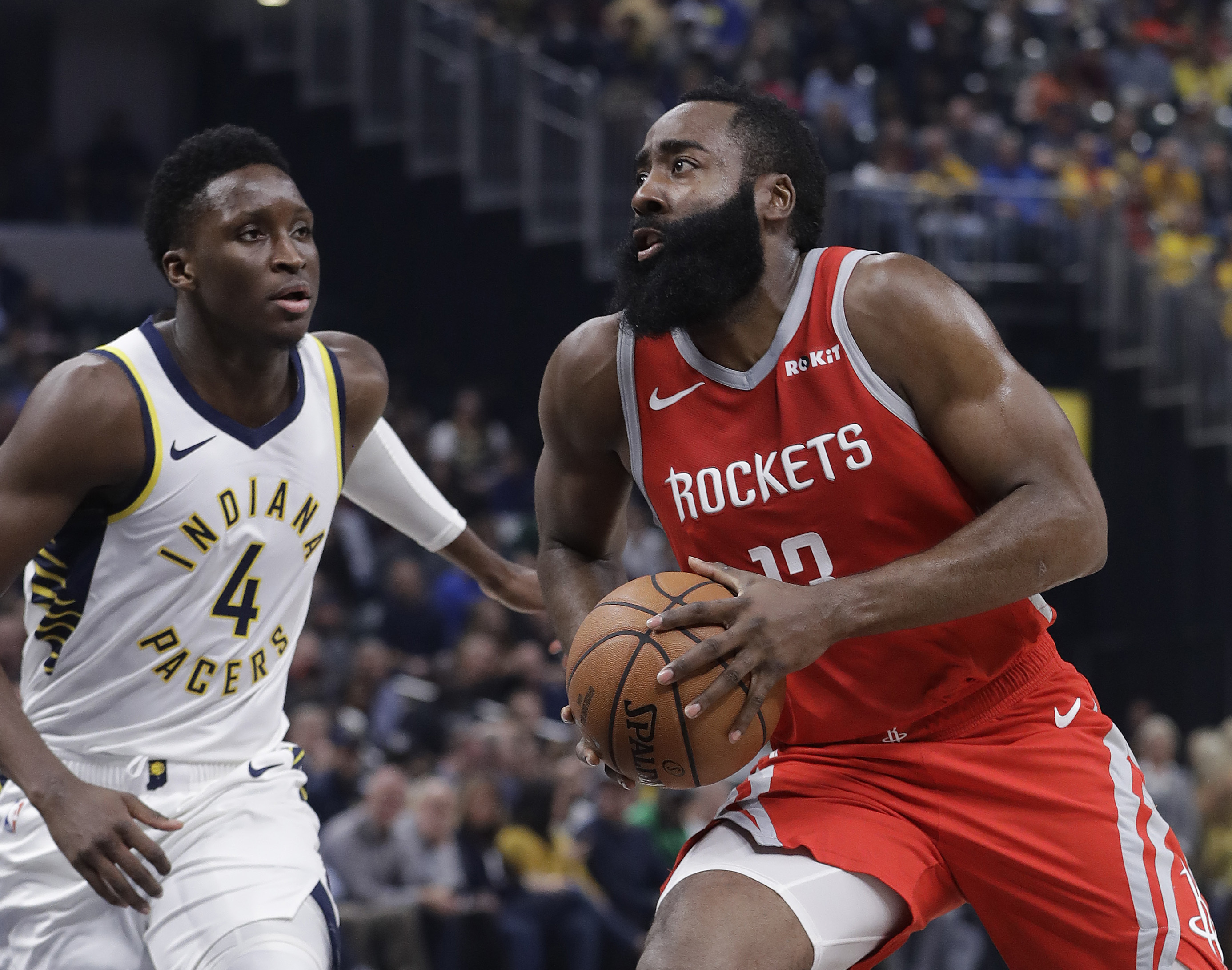 Harden scores 28, hits tiebreaking 3 as Rockets edge Pacers