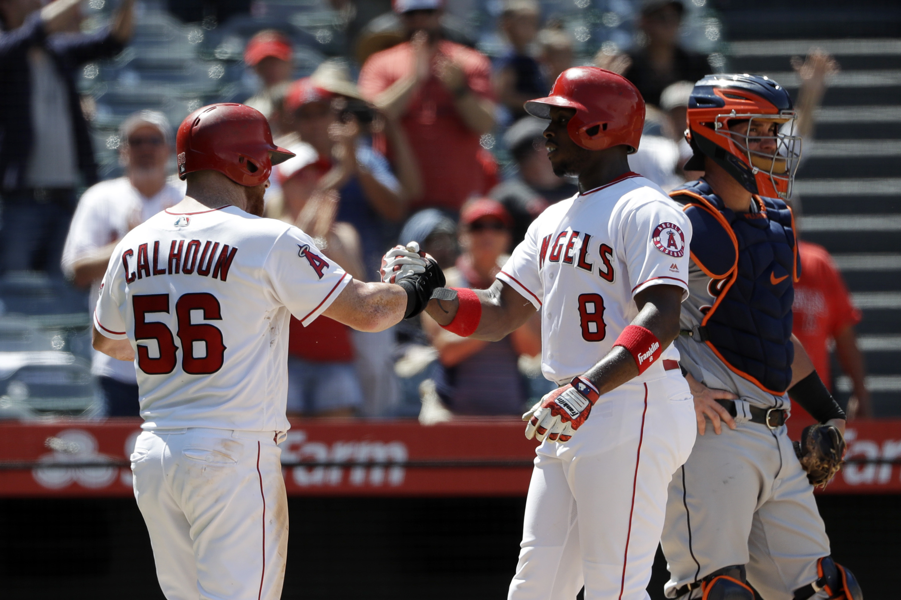 Upton, Pujols, Calhoun homer in Halos’ 6-0 win over Tigers