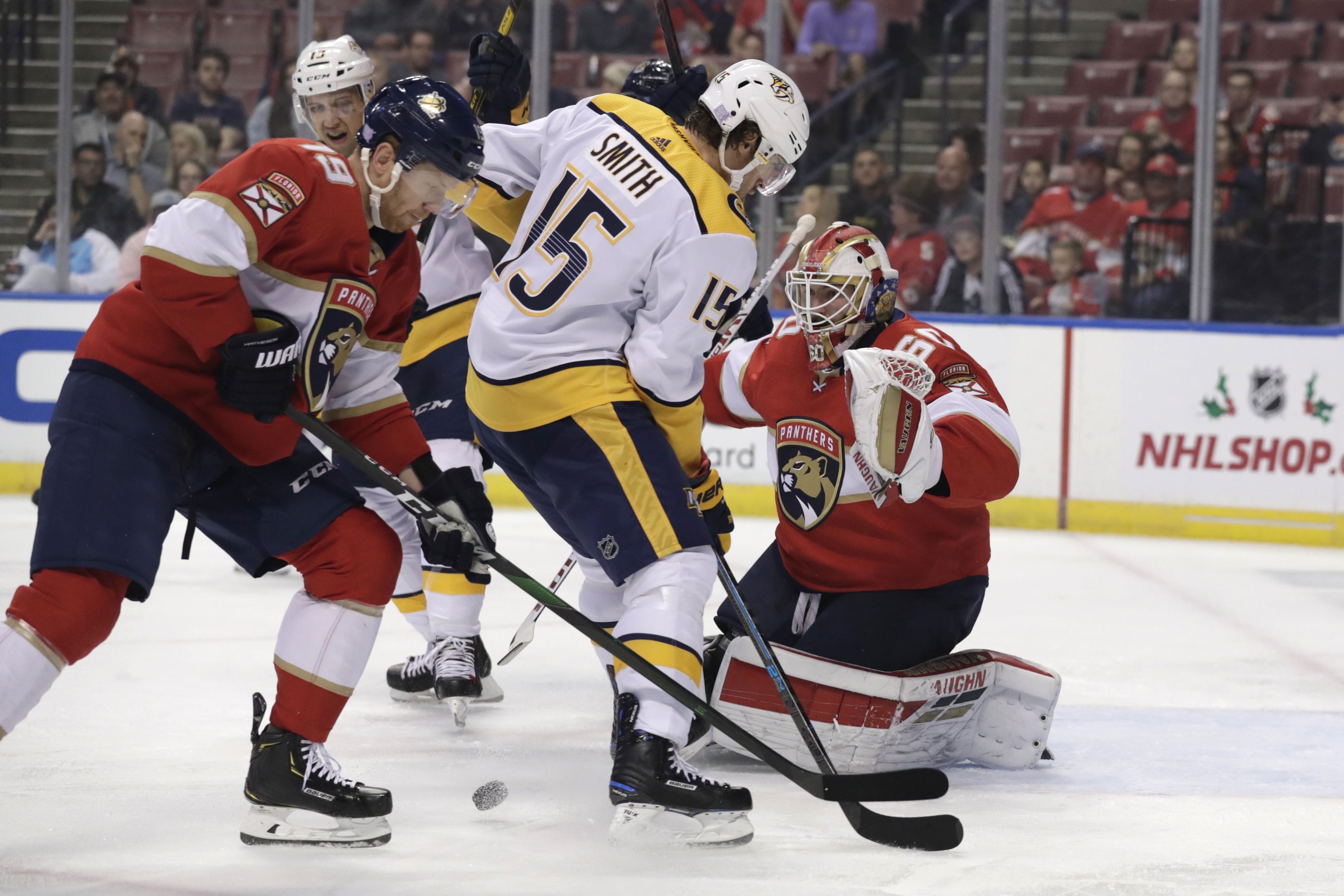 Driedger posts shutout in 1st NHL start, Panthers beat Preds