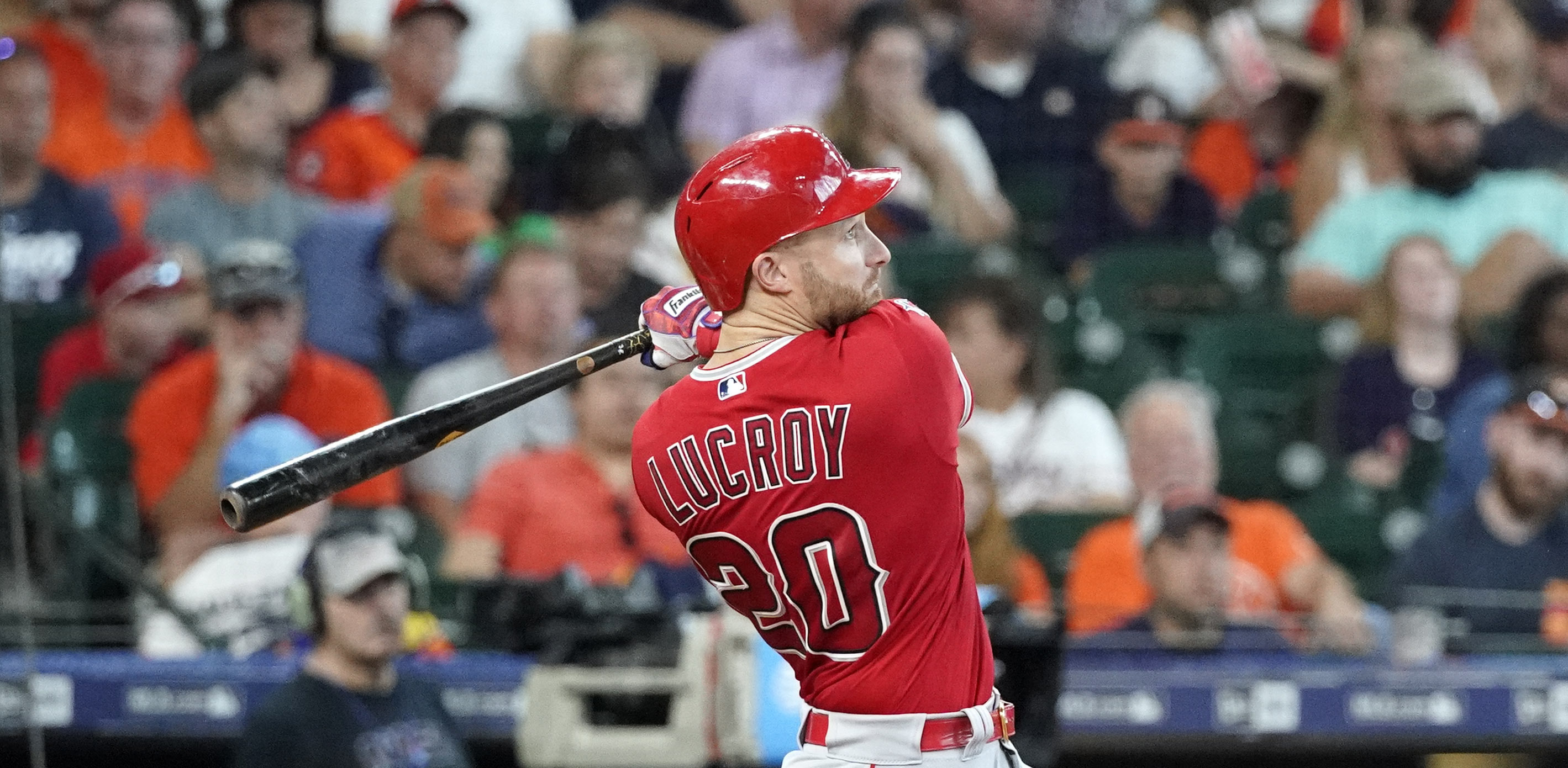 Angels' Lucroy carted off, hospitalized after collision