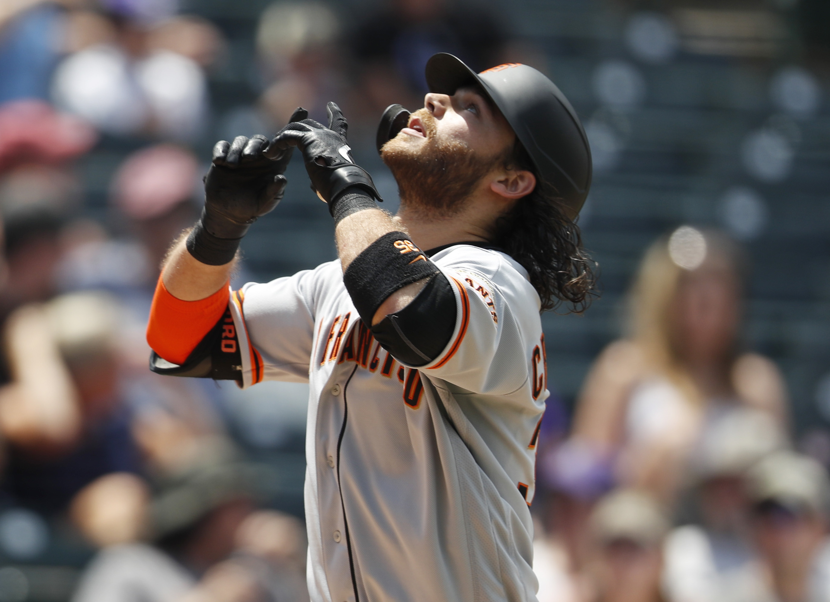 Crawford has 2 HRs, 8 RBIs as Giants overwhelm Rockies 19-2