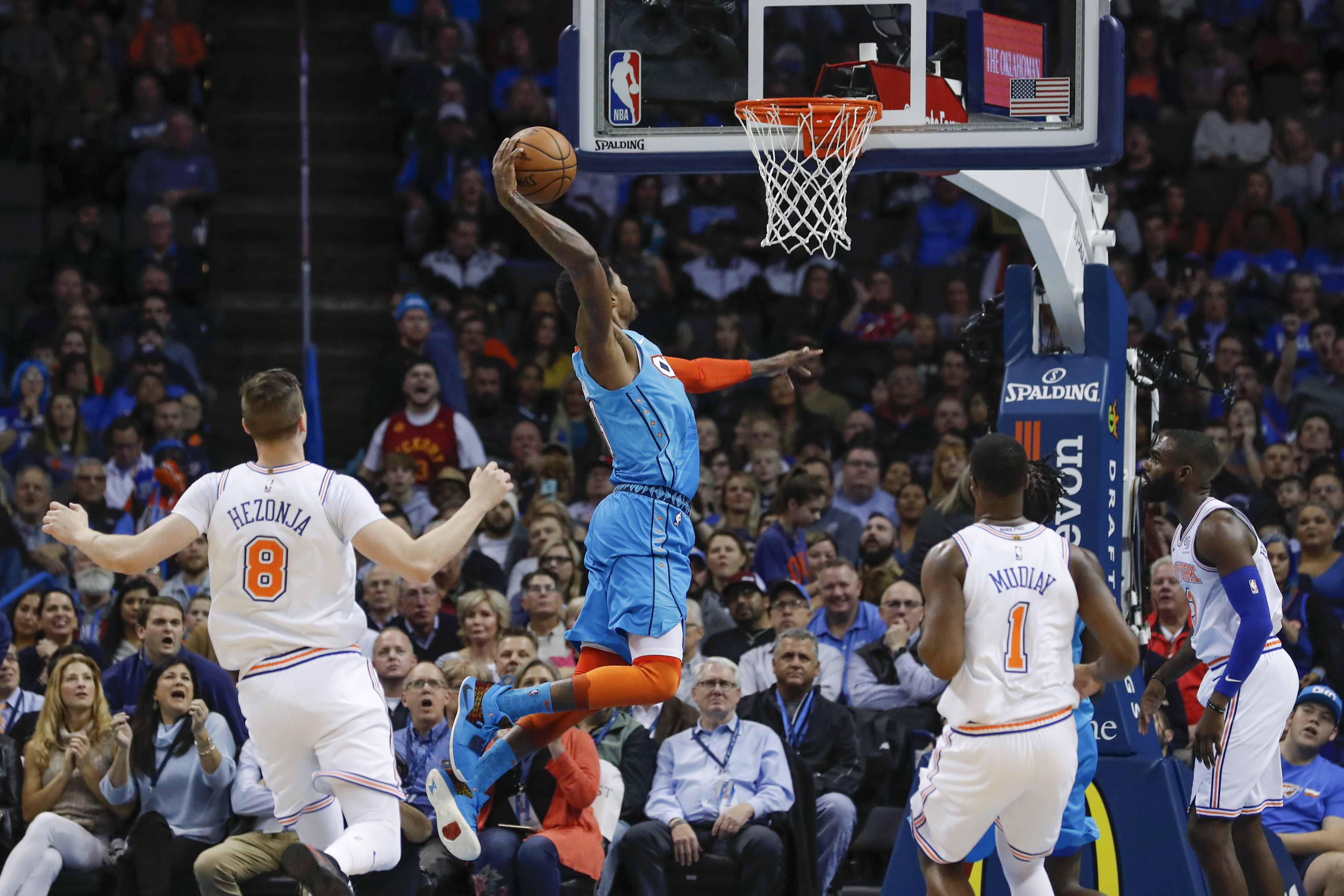 George scores 35, leads Thunder past Knicks 128-103