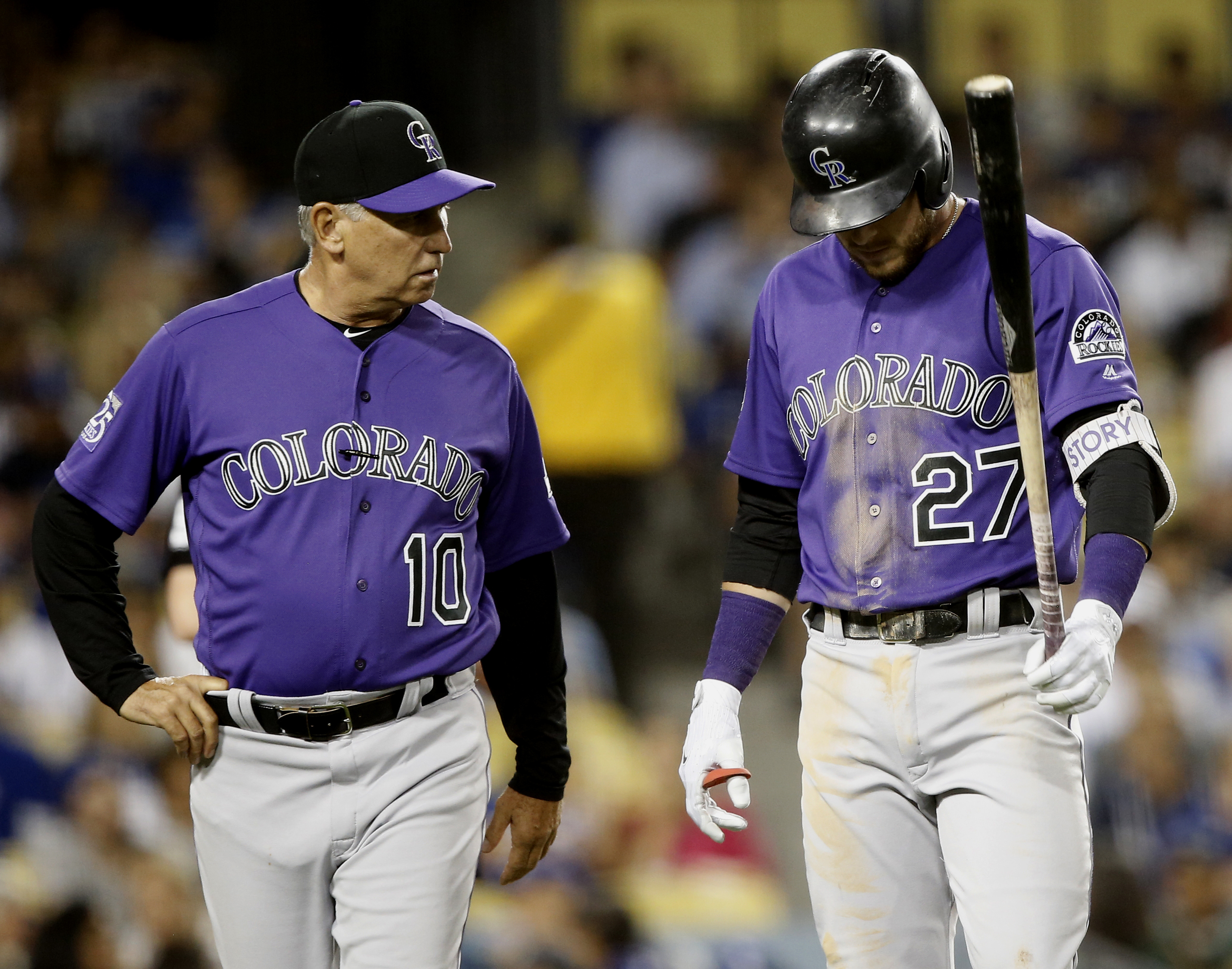 Rockies’ Trevor Story leaves with injury vs Dodgers