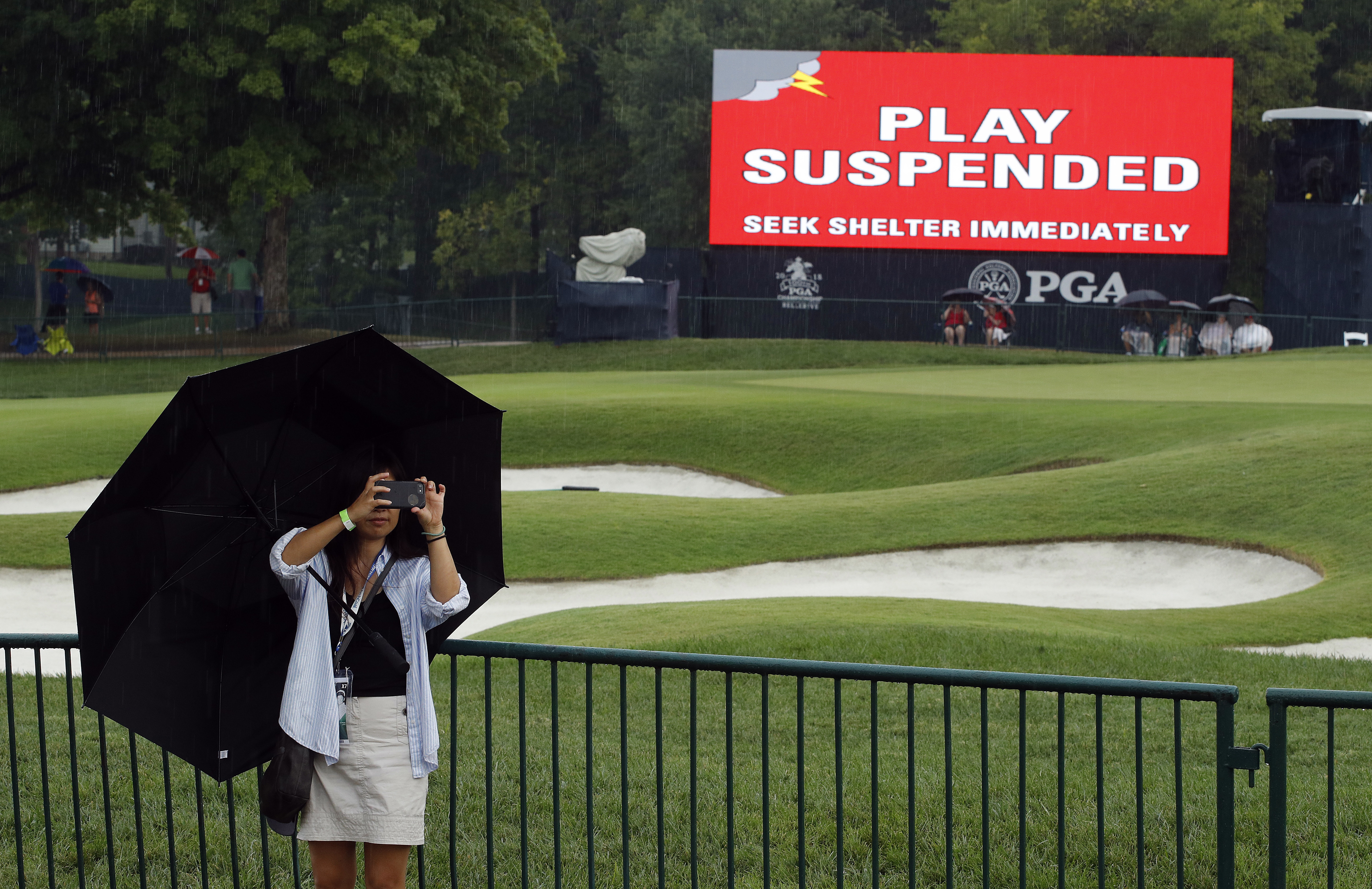 PGA Championship resumes with second round at wet Bellerive