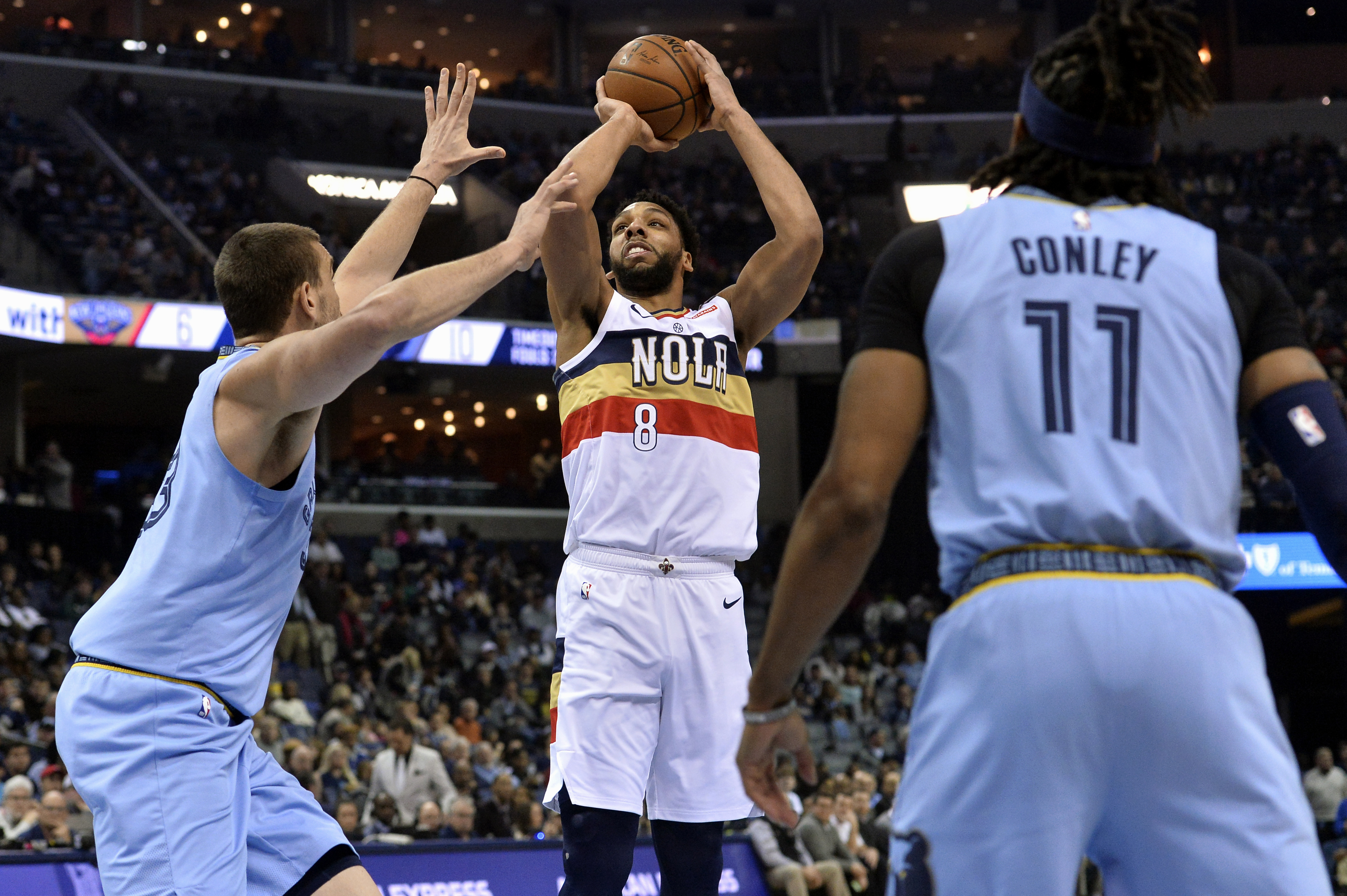 Balanced Pelicans easily top Grizzlies without injured Davis