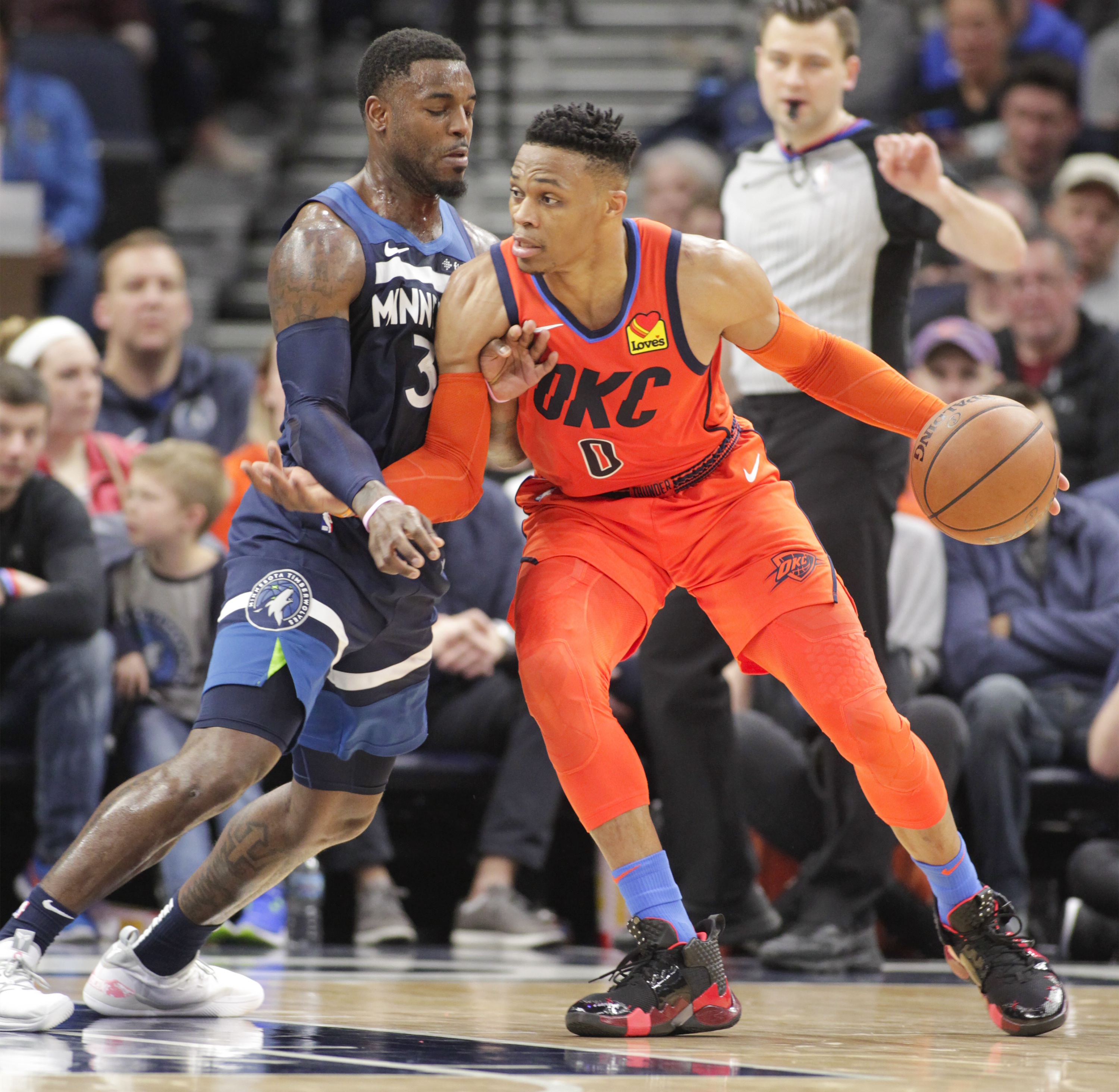 Westbrook’s triple-double lifts Thunder past Wolves 132-126