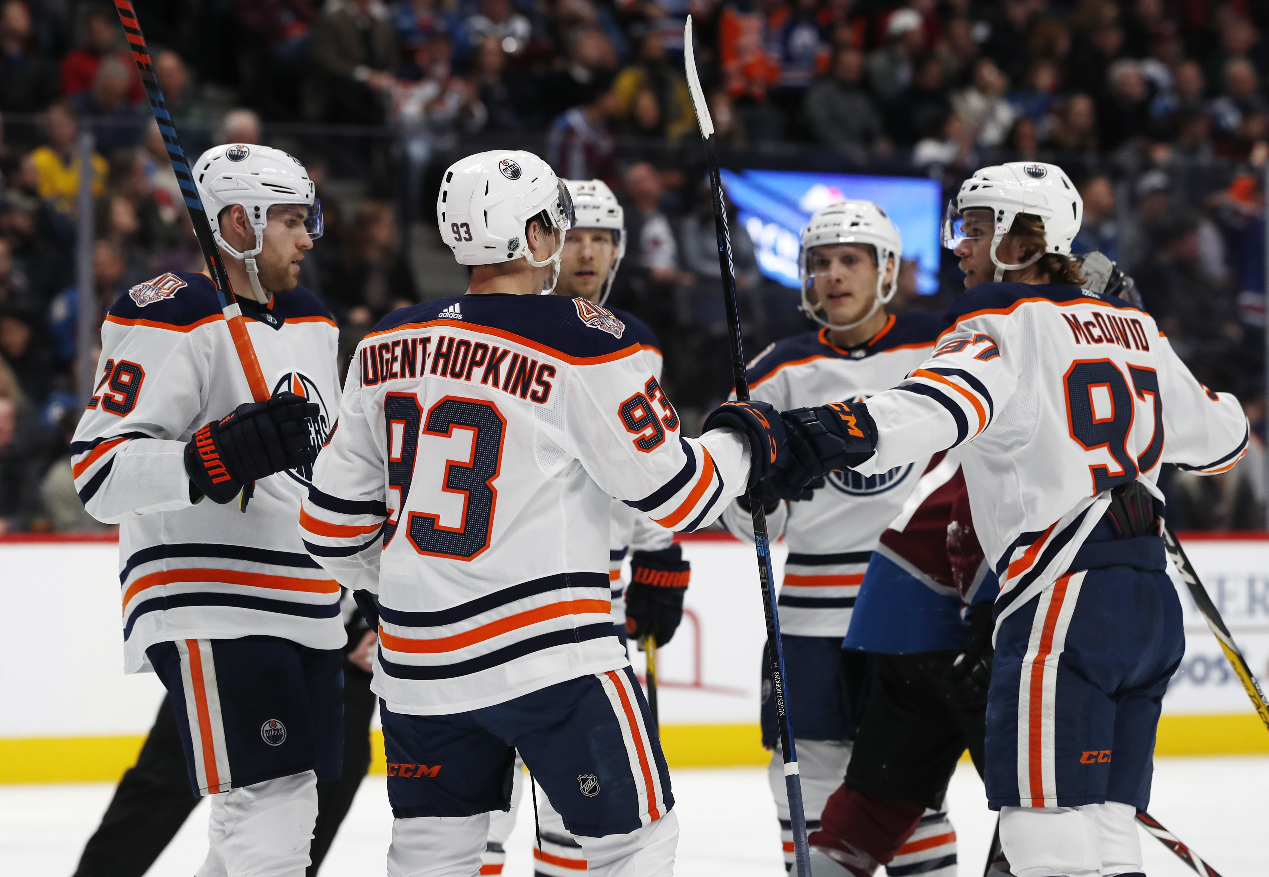 Nugent-Hopkins scores twice to help Oilers beat Avs 6-4