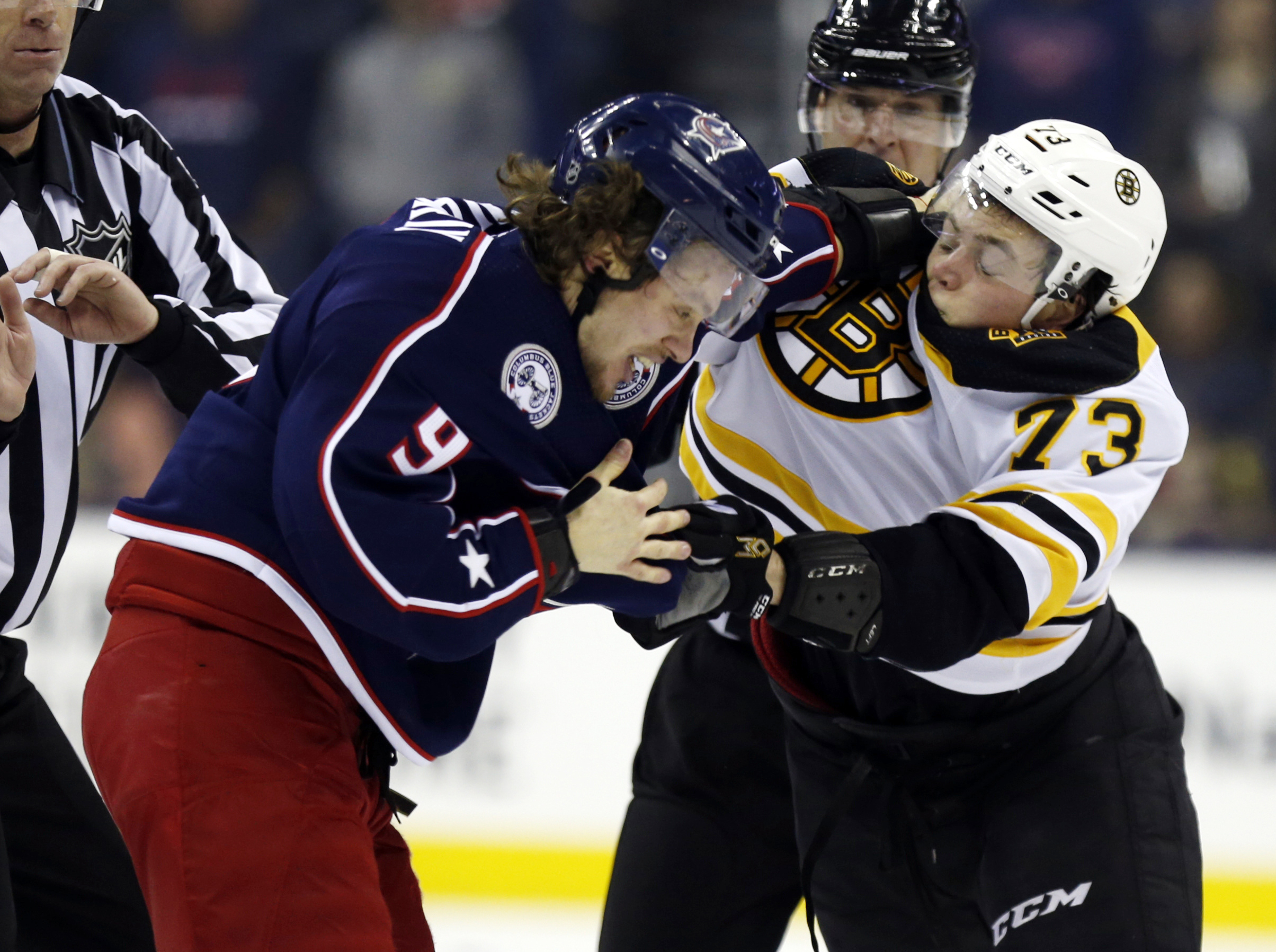 Jenner’s hat trick powers Blue Jackets over Bruins 7-4