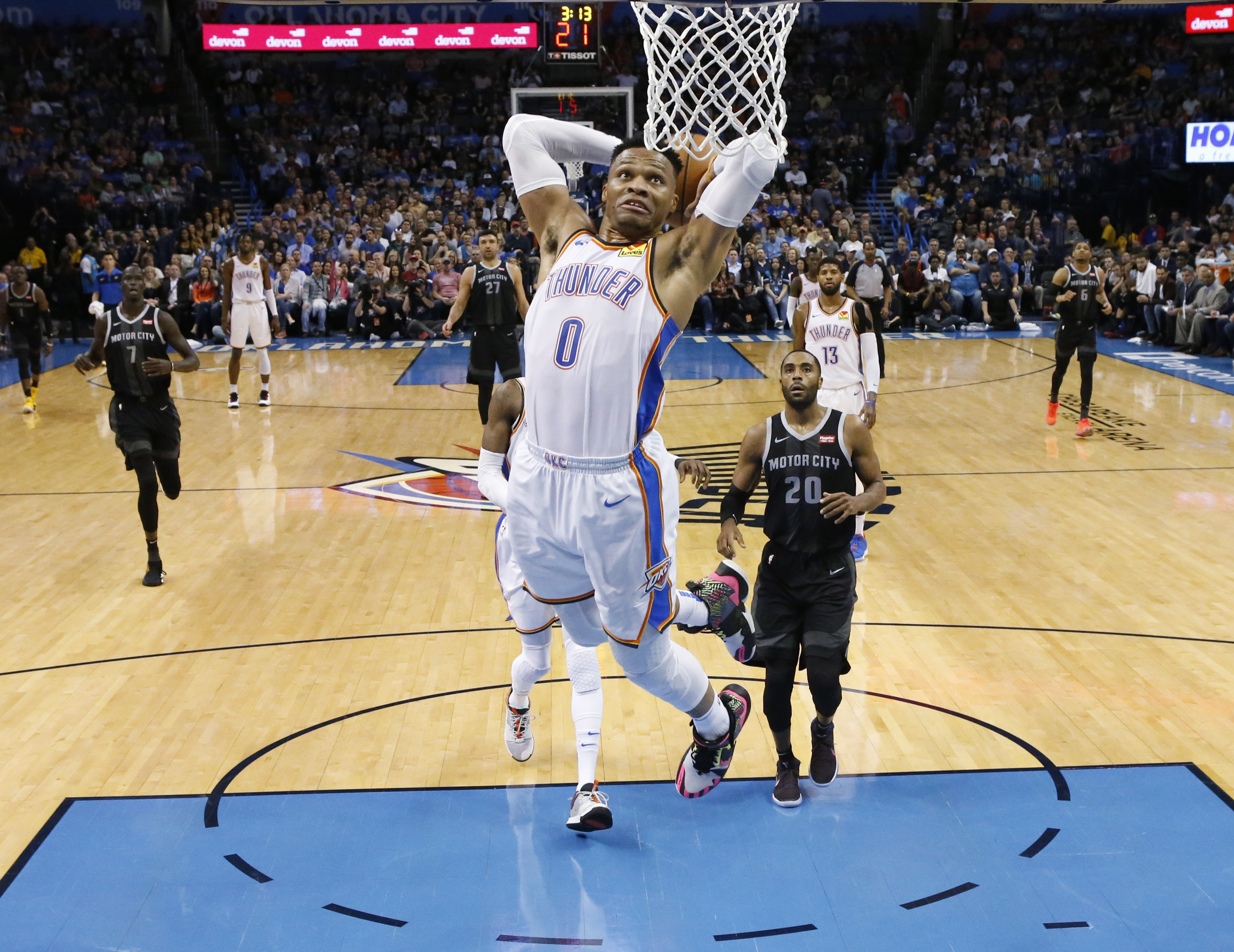 George scores 30, Thunder beat Pistons 123-110