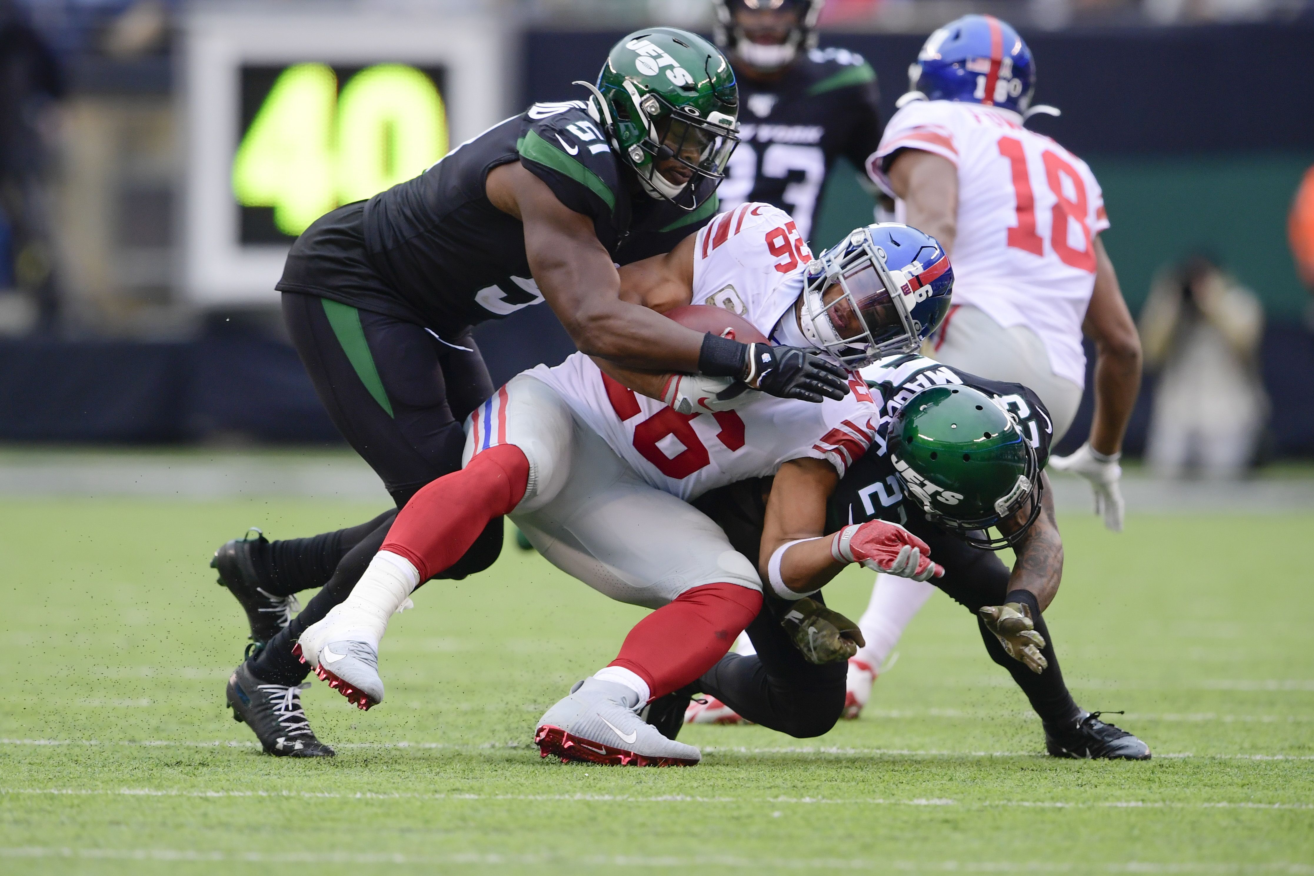 Giants' Saquon Barkley held to 1 yard on 13 carries by Jets